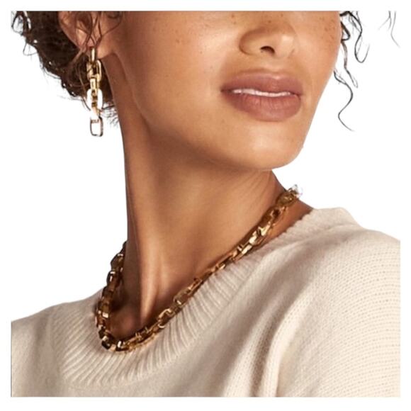 Eddie Borgo NWT Classic 12 Karat Gold Plated Supra Link Drop Earrings - Picture 14 of 15